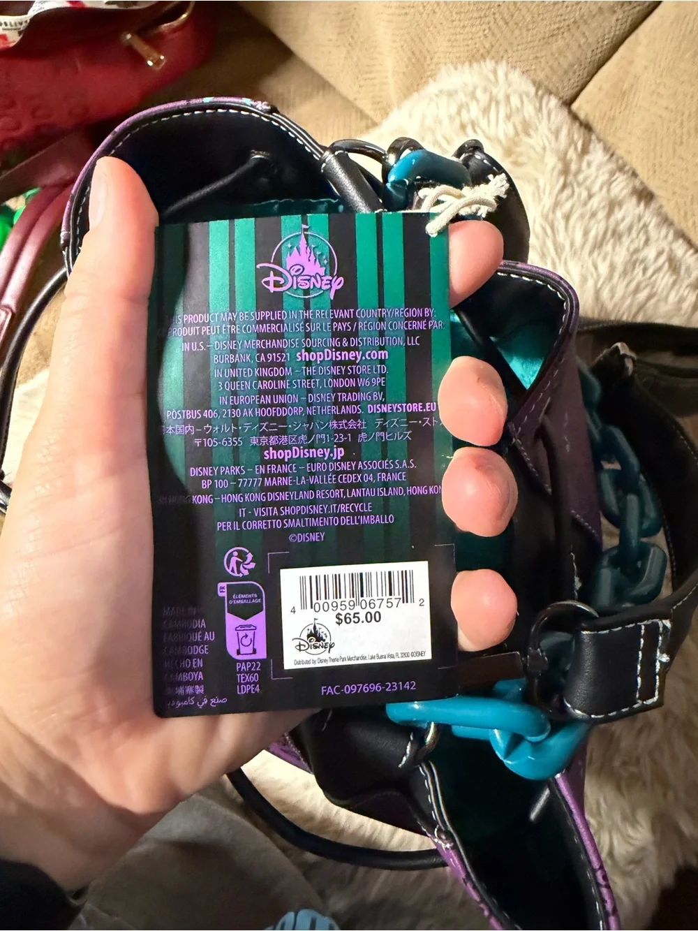 NWT Disney Parks Loungefly Haunted Mansion Glow in the Dark Bucket Crossbody Bag